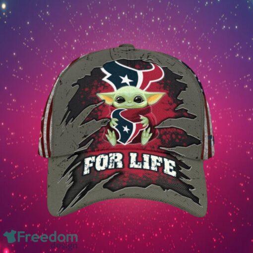 NFL Houston Texans Logo Design Baby Yoda For Life Gifts For Fans Full Over Print Cap Product Photo 1