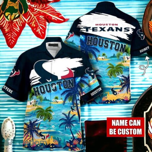 NFL Houston Texans Logo Fans Love Custom Your Name Hawaiian Shirt Full Over Print Product Photo 1