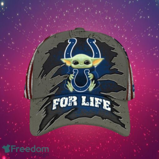 NFL Indianapolis Colts Logo Design Baby Yoda For Life Gifts For Fans Full Over Print Cap Product Photo 1