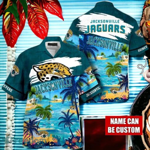 NFL Jacksonville Jaguars Logo Fans Love Custom Your Name Hawaiian Shirt Full Over Print Product Photo 1