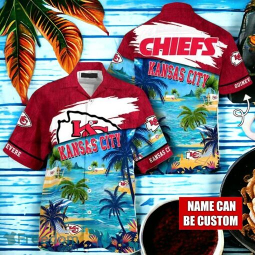 NFL Kansas City Chiefs Logo Fans Love Custom Your Name Hawaiian Shirt Full Over Print Product Photo 1