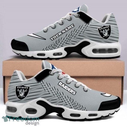 NFL Las Vegas Raiders Custom Name Striped Pattern Air Cushion Sneakers Product Photo 1