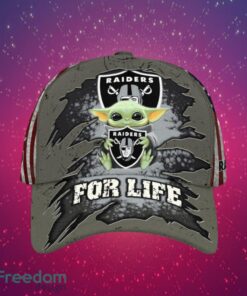 NFL Las Vegas Raiders Logo Design Baby Yoda For Life Gifts For Fans Full Over Print Cap