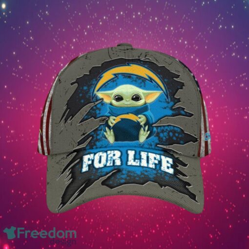 NFL Los Angeles Chargers Logo Design Baby Yoda For Life Gifts For Fans Full Over Print Cap Product Photo 1