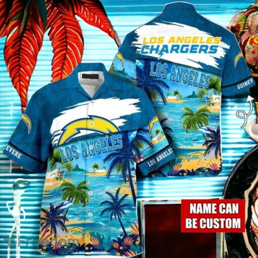 NFL Los Angeles Chargers Logo Fans Love Custom Your Name Hawaiian Shirt Full Over Print Product Photo 1