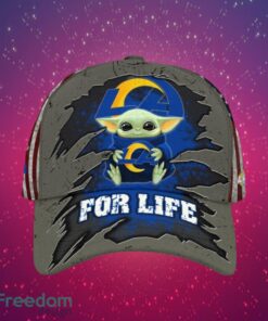 NFL Los Angeles Rams Logo Design Baby Yoda For Life Gifts For Fans Full Over Print Cap