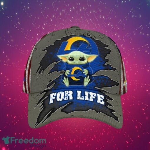 NFL Los Angeles Rams Logo Design Baby Yoda For Life Gifts For Fans Full Over Print Cap Product Photo 1