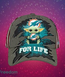 NFL Miami Dolphins Logo Design Baby Yoda For Life Gifts For Fans Full Over Print Cap