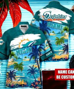 NFL Miami Dolphins Logo Fans Love Custom Your Name Hawaiian Shirt Full Over Print