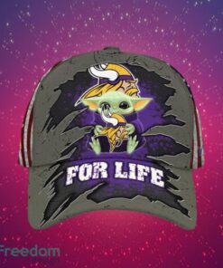 NFL Minnesota Vikings Logo Design Baby Yoda For Life Gifts For Fans Full Over Print Cap