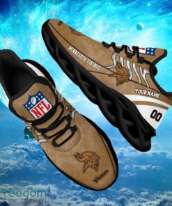 NFL Minnesota Vikings Logo Design Background Brown Gift Shoes For Fans Custom Name And Number Max Shoes