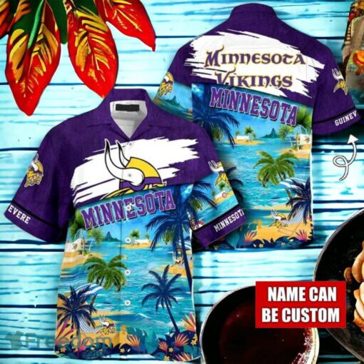 NFL Minnesota Vikings Logo Fans Love Custom Your Name Hawaiian Shirt Full Over Print Product Photo 1