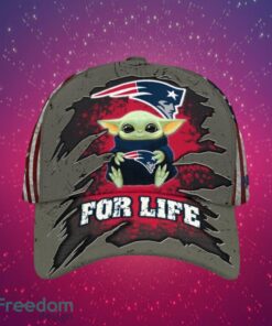 NFL New England Patriots Logo Design Baby Yoda For Life Gifts For Fans Full Over Print Cap