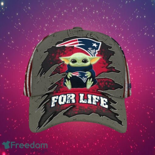 NFL New England Patriots Logo Design Baby Yoda For Life Gifts For Fans Full Over Print Cap Product Photo 1