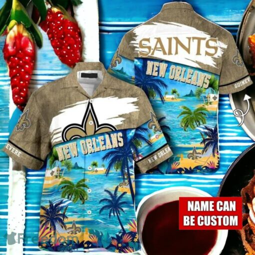 NFL New Orleans Saints Logo Fans Love Custom Your Name Hawaiian Shirt Full Over Print Product Photo 1