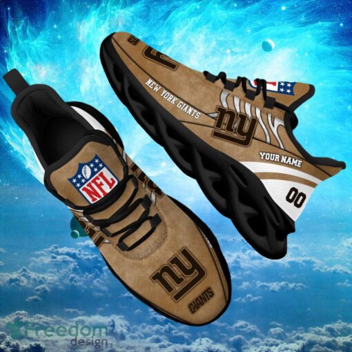 NFL New York Giants Logo Design Background Brown Gift Shoes For Fans Custom Name And Number Max Shoes Product Photo 1