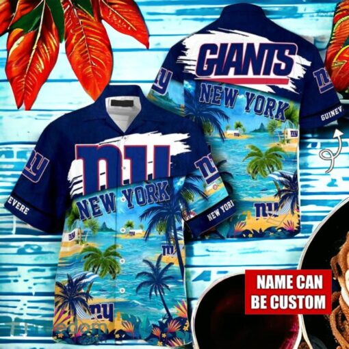 NFL New York Giants Logo Fans Love Custom Your Name Hawaiian Shirt Full Over Print Product Photo 1