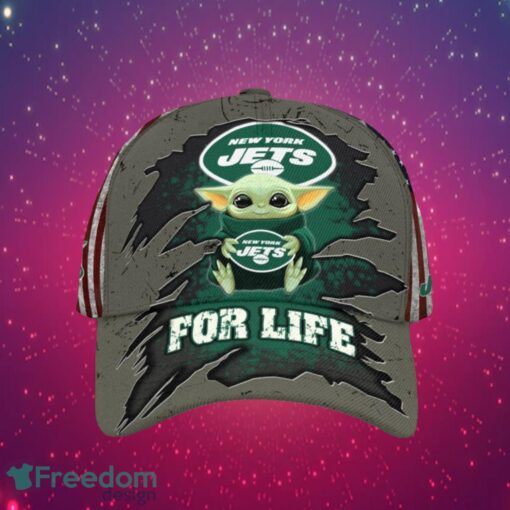 NFL New York Jets Logo Design Baby Yoda For Life Gifts For Fans Full Over Print Cap Product Photo 1