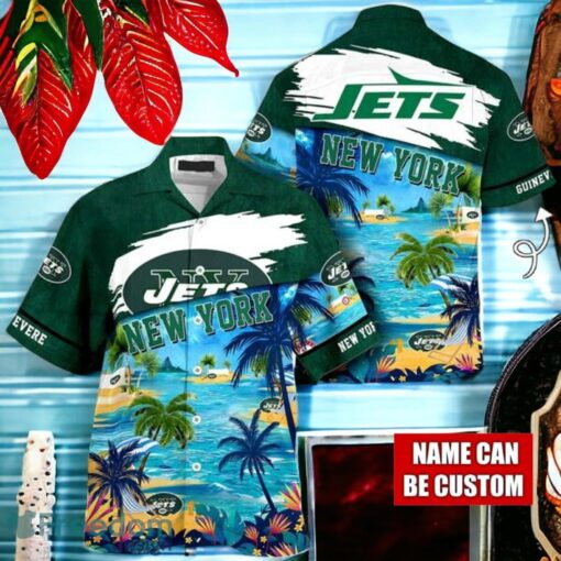 NFL New York Jets Logo Fans Love Custom Your Name Hawaiian Shirt Full Over Print Product Photo 1