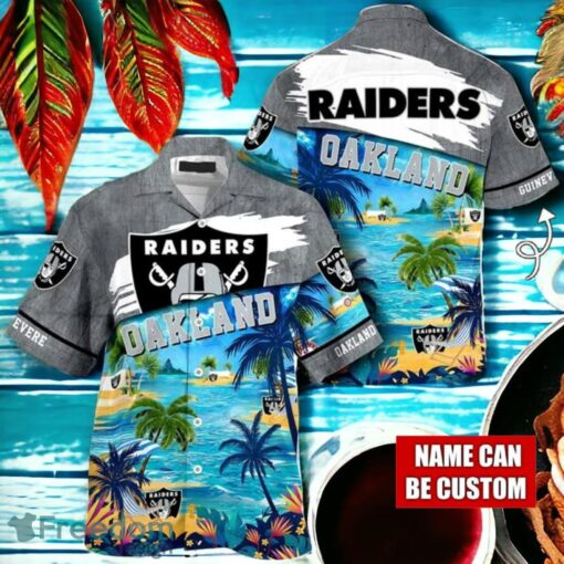 NFL Oakland Raiders Logo Fans Love Custom Your Name Hawaiian Shirt Full Over Print Product Photo 1