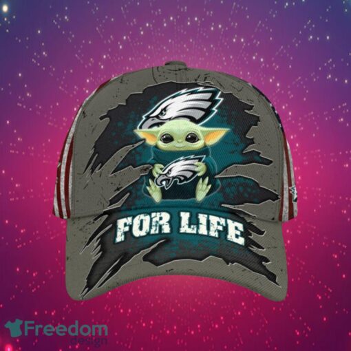 NFL Philadelphia Eagles Logo Design Baby Yoda For Life Gifts For Fans Full Over Print Cap Product Photo 1