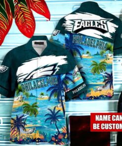 NFL Philadelphia Eagles Logo Fans Love Custom Your Name Hawaiian Shirt Full Over Print