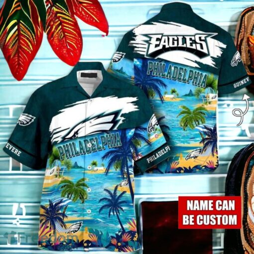 NFL Philadelphia Eagles Logo Fans Love Custom Your Name Hawaiian Shirt Full Over Print Product Photo 1