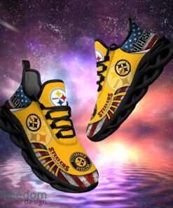 NFL Pittsburgh Steelers Design Logo & America Flag Gift For Fans Max Shoes