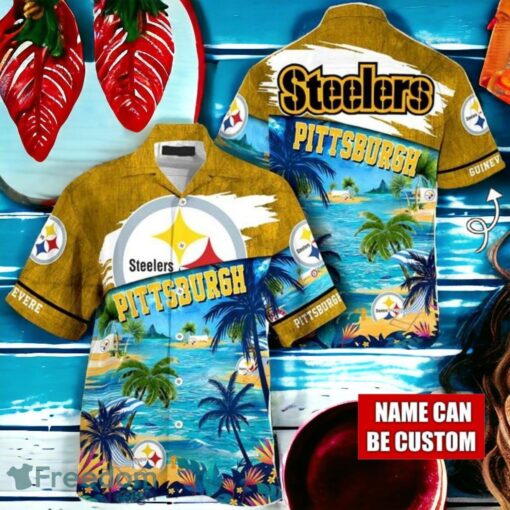 NFL Pittsburgh Steelers Logo Fans Love Custom Your Name Hawaiian Shirt Full Over Print Product Photo 1