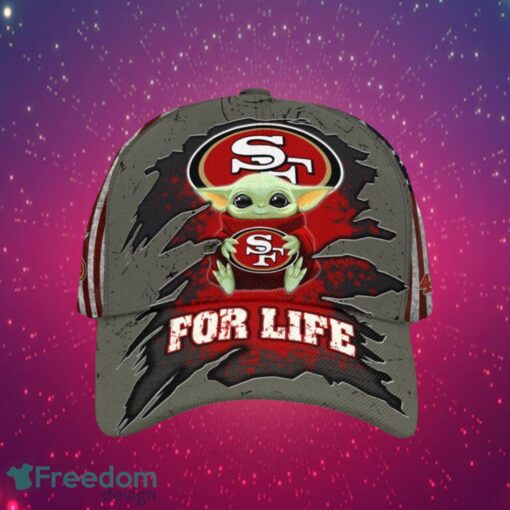 NFL San Francisco 49ers Logo Design Baby Yoda For Life Gifts For Fans Full Over Print Cap Product Photo 1