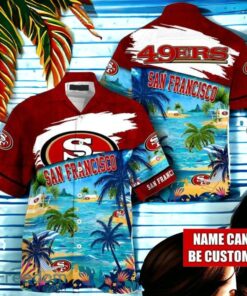 NFL San Francisco 49ers Logo Fans Love Custom Your Name Hawaiian Shirt Full Over Print