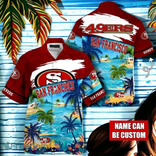 NFL San Francisco 49ers Logo Fans Love Custom Your Name Hawaiian Shirt Full Over Print Product Photo 1