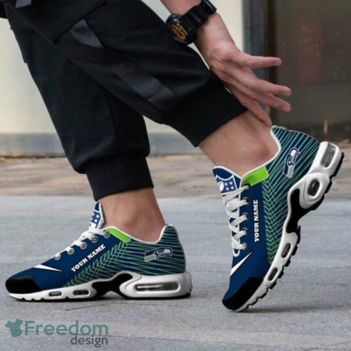 NFL Seattle Seahawks Custom Name Striped Pattern Air Cushion Sneakers Product Photo 2