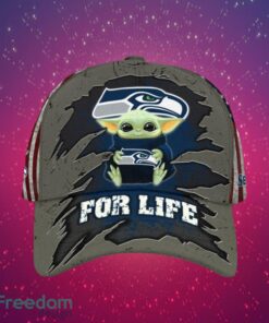 NFL Seattle Seahawks Logo Design Baby Yoda For Life Gifts For Fans Full Over Print Cap