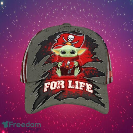 NFL Tampa Bay Buccaneers Logo Design Baby Yoda For Life Gifts For Fans Full Over Print Cap Product Photo 1