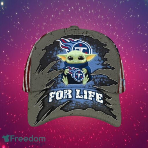 NFL Tennessee Titans Logo Design Baby Yoda For Life Gifts For Fans Full Over Print Cap Product Photo 1