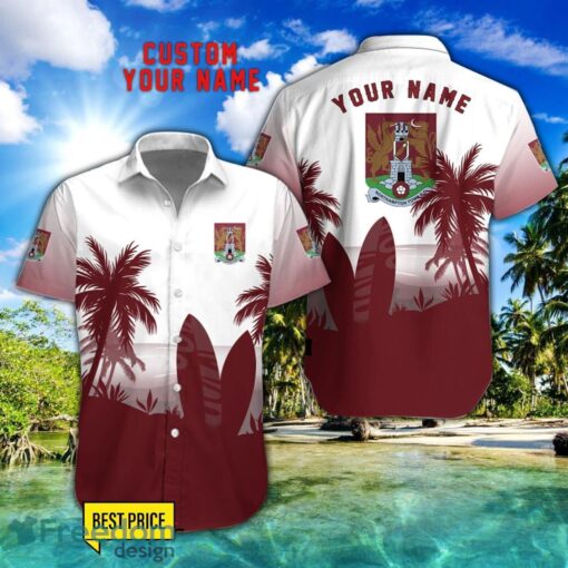 Northampton Town F.C Combo Hawaiian Shirt And Shorts Surfboards Coconut Custom Name For Fans Product Photo 1