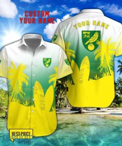 Norwich City Combo Hawaiian Shirt And Shorts Surfboards Coconut Custom Name For Fans