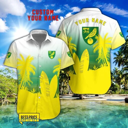 Norwich City Combo Hawaiian Shirt And Shorts Surfboards Coconut Custom Name For Fans Product Photo 1