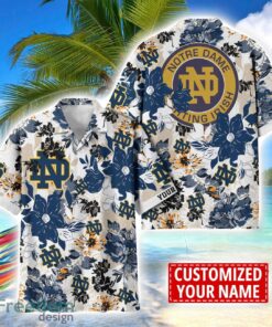 Notre Dame Fighting Irish Aloha 3D Hawaiian Shirt Flower Sport Team Beach Shirt Custom Name