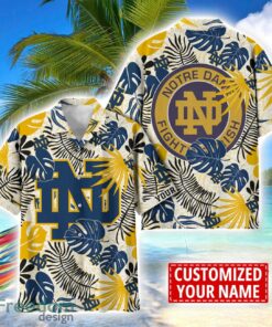 Notre Dame Fighting Irish Aloha Hawaiian Shirt Custom Name Summer Gift Holiday Team Shirt