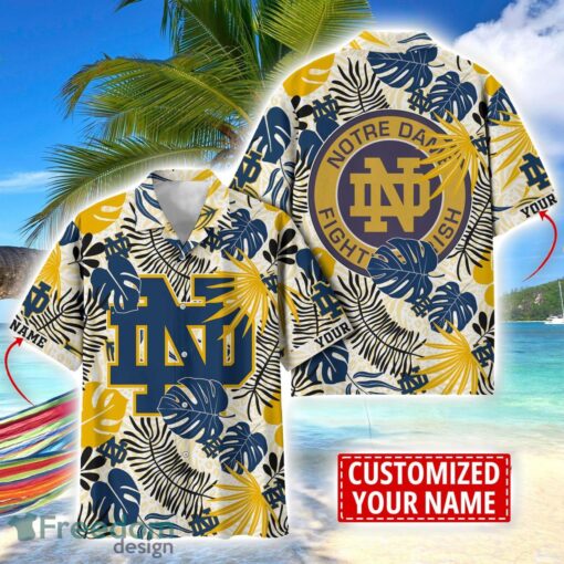 Notre Dame Fighting Irish Aloha Hawaiian Shirt Custom Name Summer Gift Holiday Team Shirt Product Photo 1