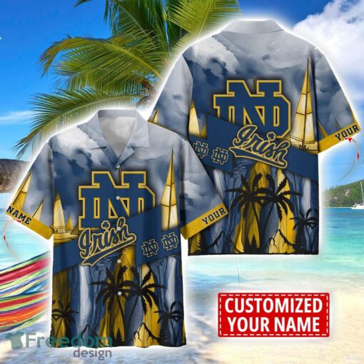 Notre Dame Fighting Irish Hawaii Shirt Custom Name Sports Team Beach Shirt Product Photo 1