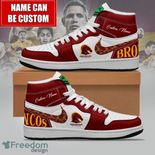 NRL Brisbane Broncos Custom Name Limited Air Jordan Hightop Shoes Men Women Gift Product Photo 1