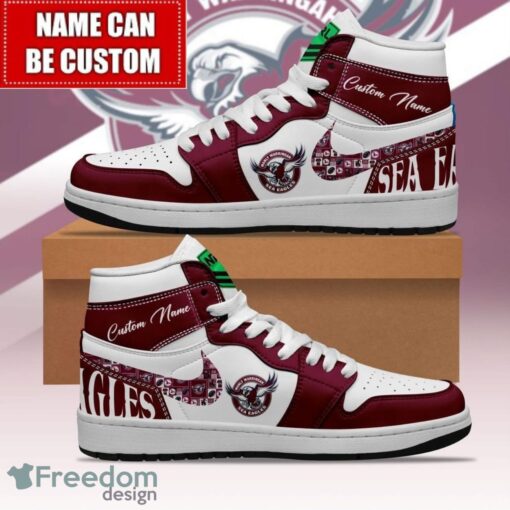 NRL Manly Warringah Sea Eagles Custom Name Limited Air Jordan Hightop Shoes Men Women Gift Product Photo 1