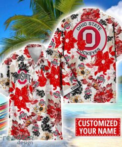 Ohio State Buckeyes Aloha 3D Hawaiian Shirt Flower Sport Team Beach Shirt Custom Name