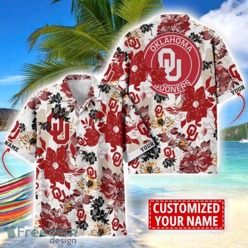 Oklahoma Sooners Aloha 3D Hawaiian Shirt Flower Sport Team Beach Shirt Custom Name Product Photo 1