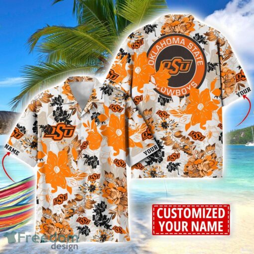 Oklahoma State Cowboys Aloha 3D Hawaiian Shirt Flower Sport Team Beach Shirt Custom Name Product Photo 1