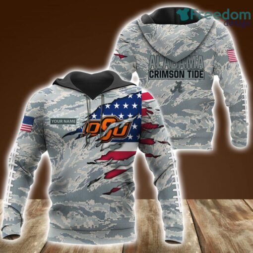 Oklahoma State Cowboys Custom Name Camo Grey U.S. Air Force ABU Hoodie 3D All Over Print Perfect Gift Product Photo 1