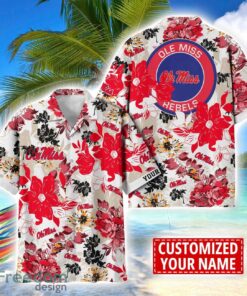 Ole Miss Rebels Aloha 3D Hawaiian Shirt Flower Sport Team Beach Shirt Custom Name